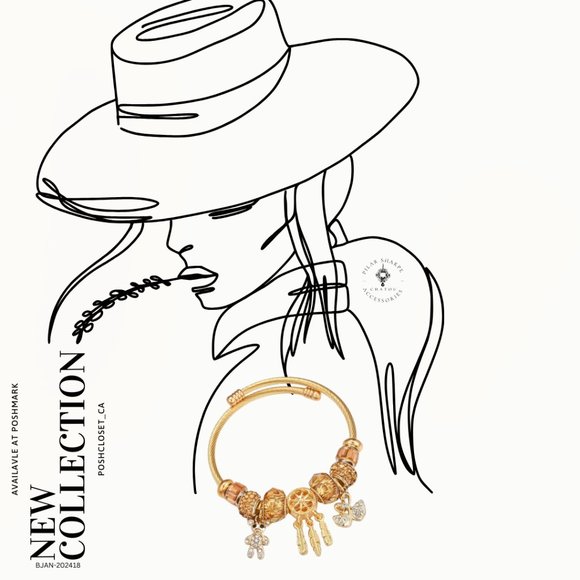 Stainless Steel Beaded Bangle Bracelet Gold - Picture 2 of 2